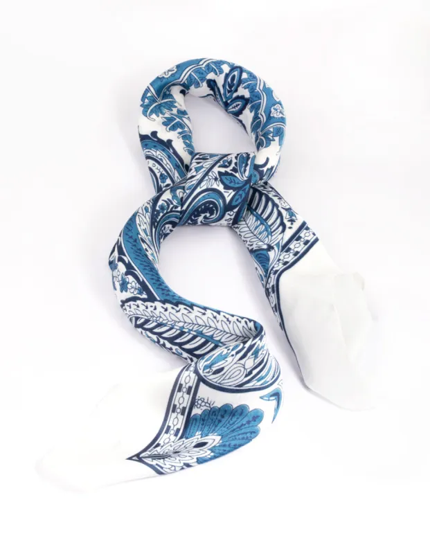 Blue Floral Paisley Print Bandana Hair Scarf sold by lovisa