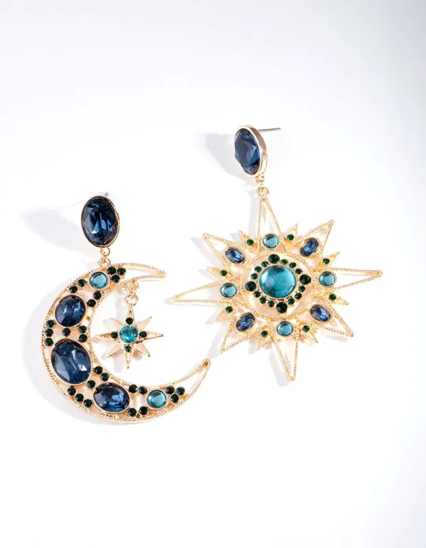 Blue Statement Celestial Earrings sold by lovisa