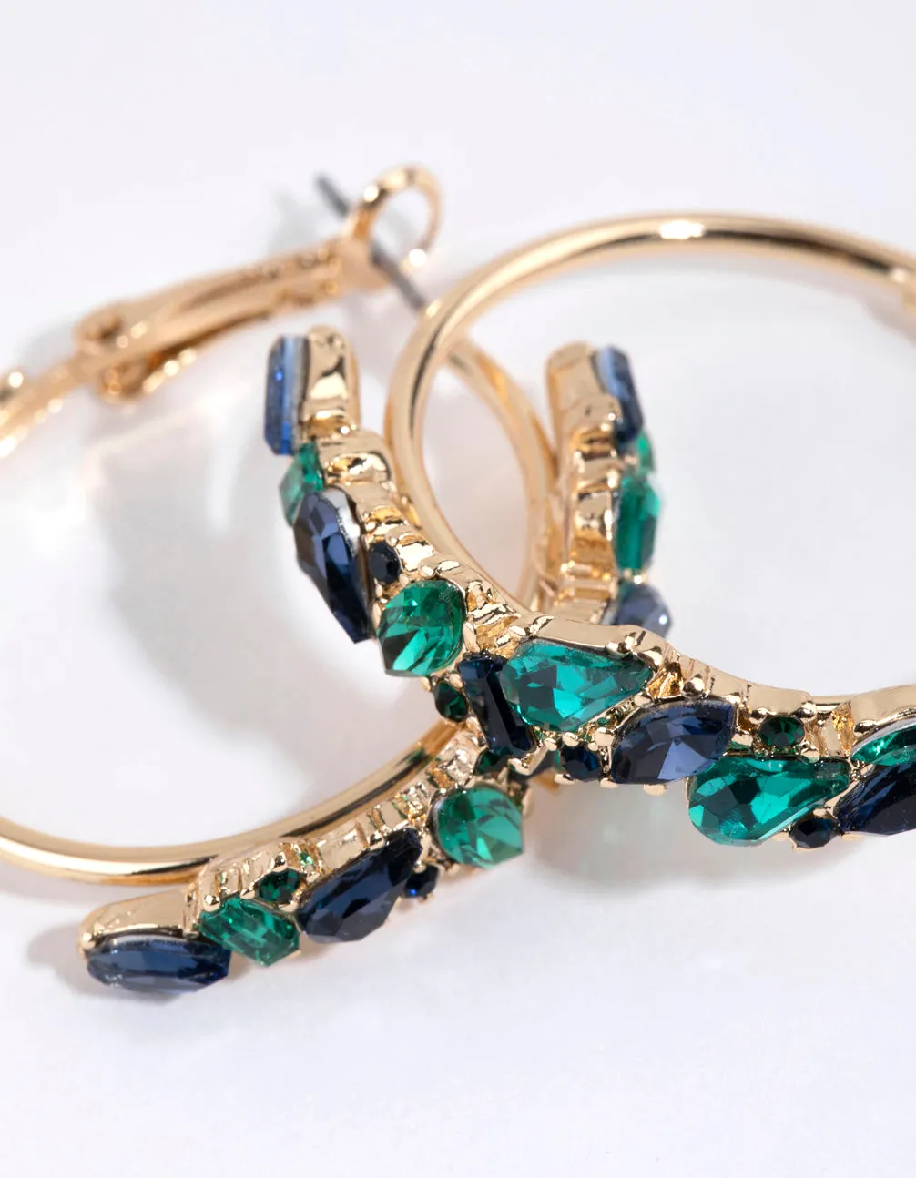 Blue & Green Cluster Diamante Hoop Earrings sold by lovisa product image thumbnail 2