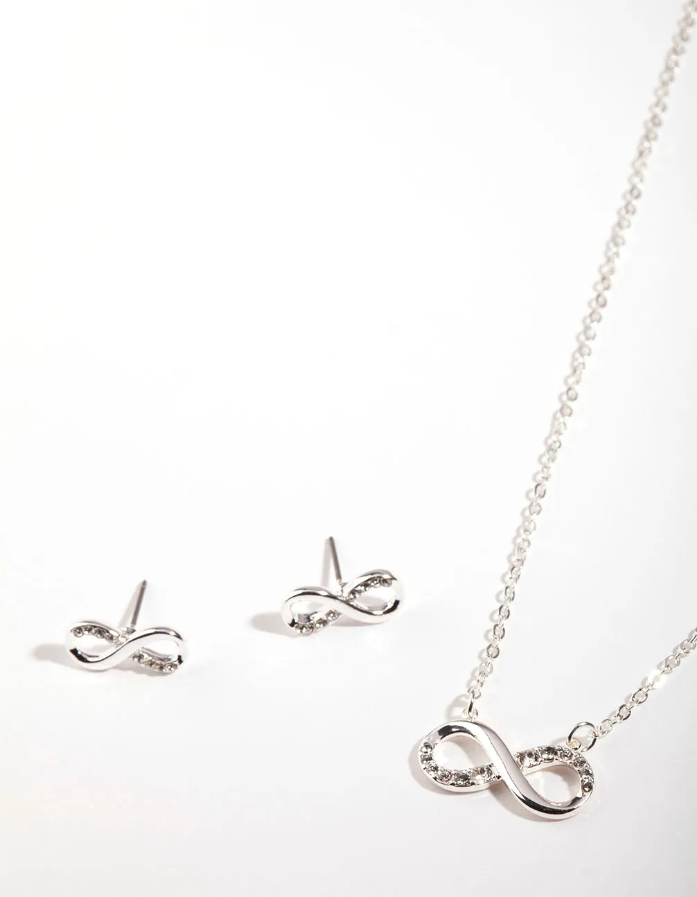 Silver Diamond Simulant Infinity Necklace & Earrings Set sold by lovisa product image thumbnail 3