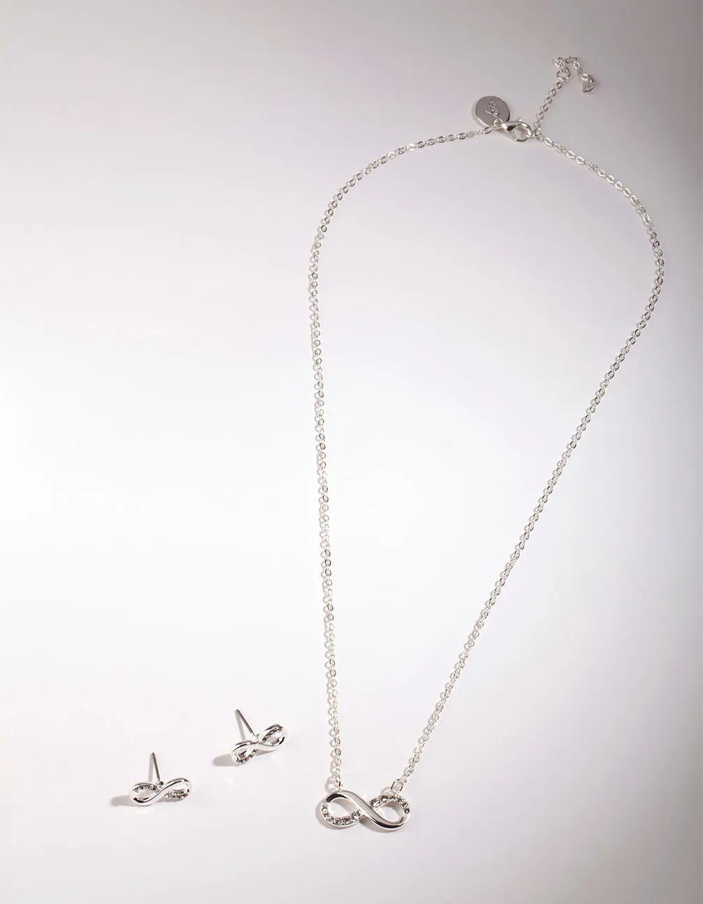 Silver Diamond Simulant Infinity Necklace & Earrings Set sold by lovisa product image thumbnail 2