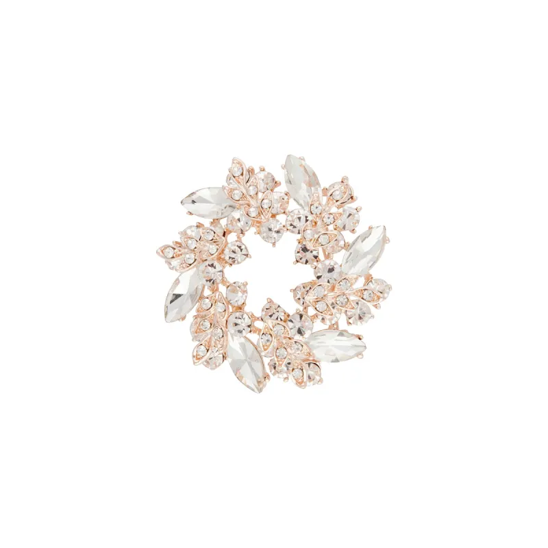 Rose Gold Diamante Leaf Round Brooch sold by lovisa