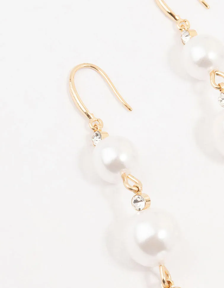 Gold Diamante Pearl Drop Earrings sold by lovisa product image thumbnail 2