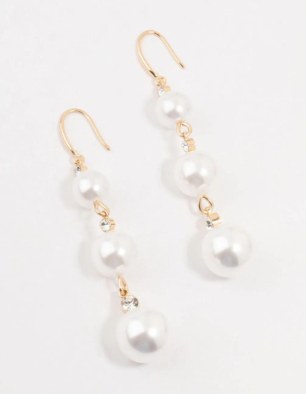 Gold Diamante Pearl Drop Earrings sold by lovisa