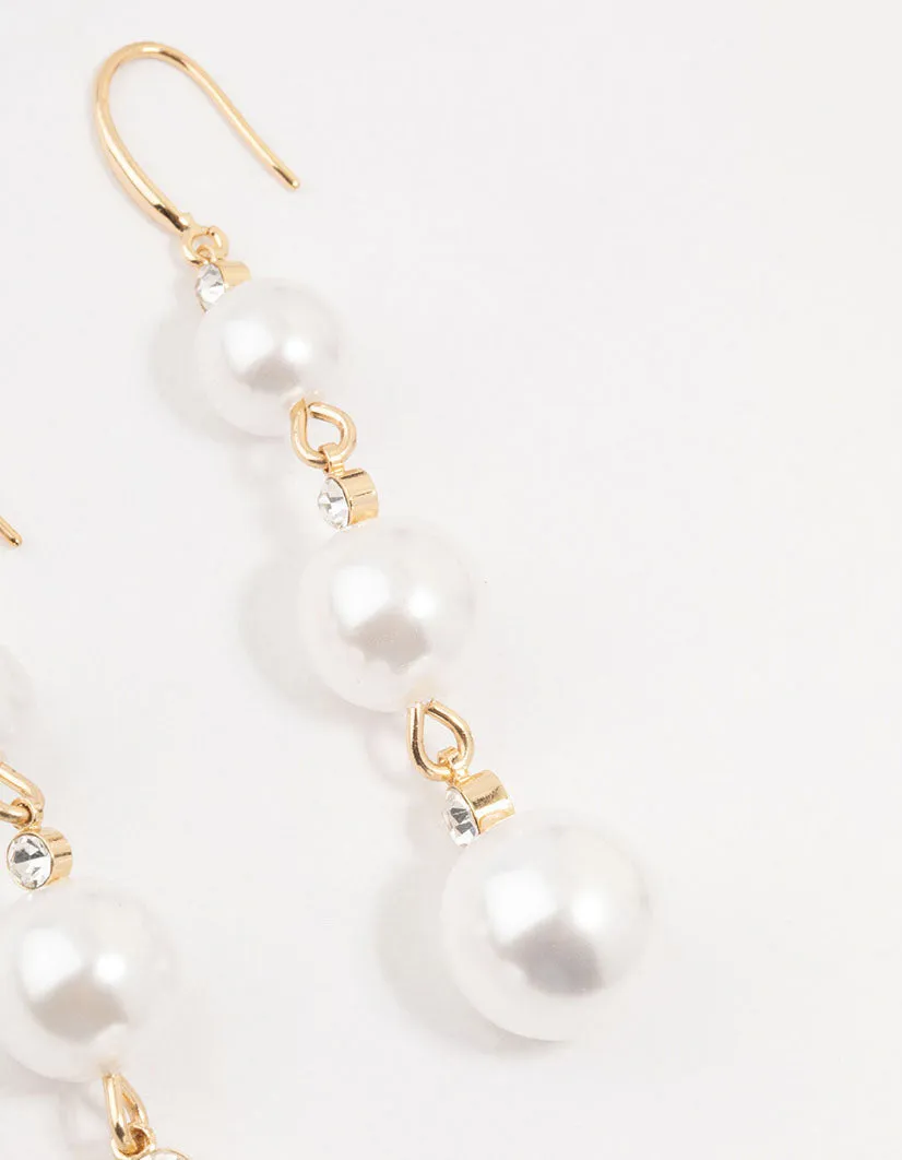 Gold Diamante Pearl Drop Earrings sold by lovisa product image thumbnail 3