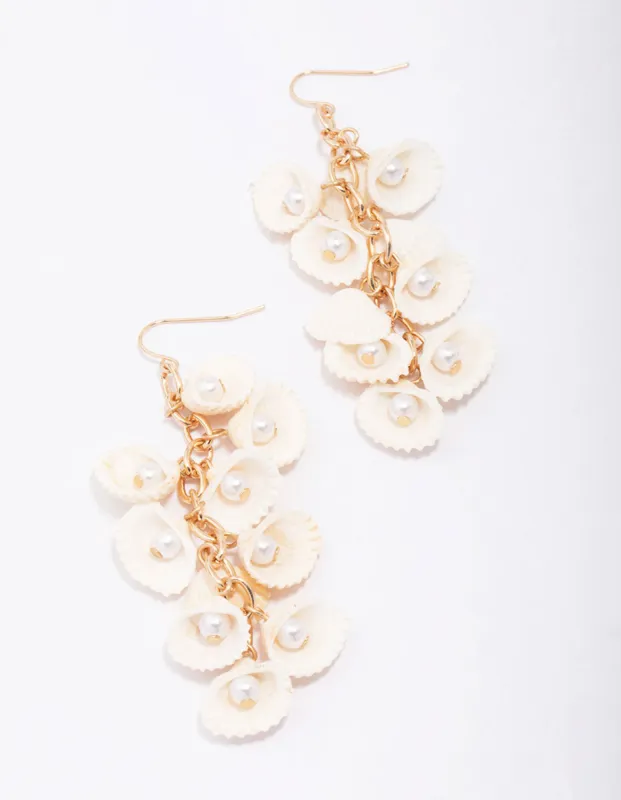 Gold Genuine Shell Drop Earrings sold by lovisa