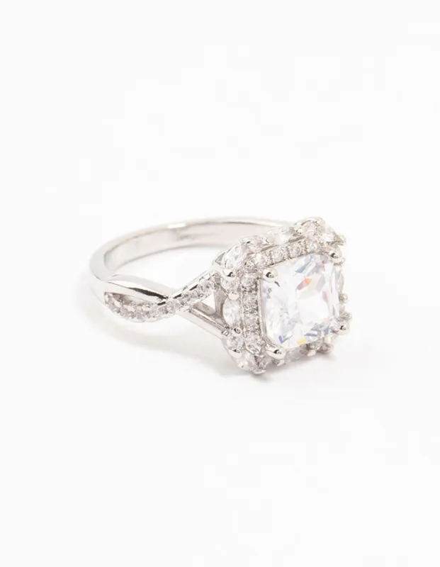 Silver Princess Cubic Zirconia Halo Ring sold by lovisa
