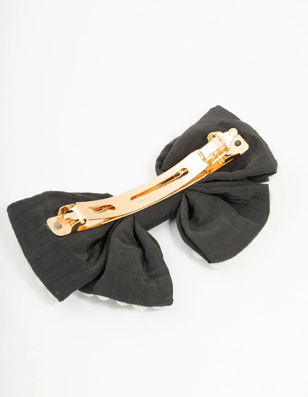 Black & White Short Pearl Bow Barrette Clip sold by lovisa product image thumbnail 3