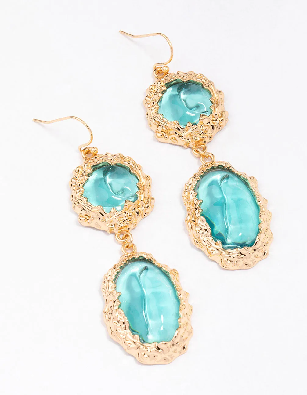 Gold Molten Double Row Round Drop Earrings sold by lovisa
