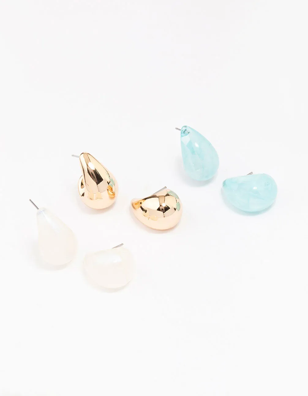 Gold Small Mixed Hoop Earrings 3-Pack sold by lovisa