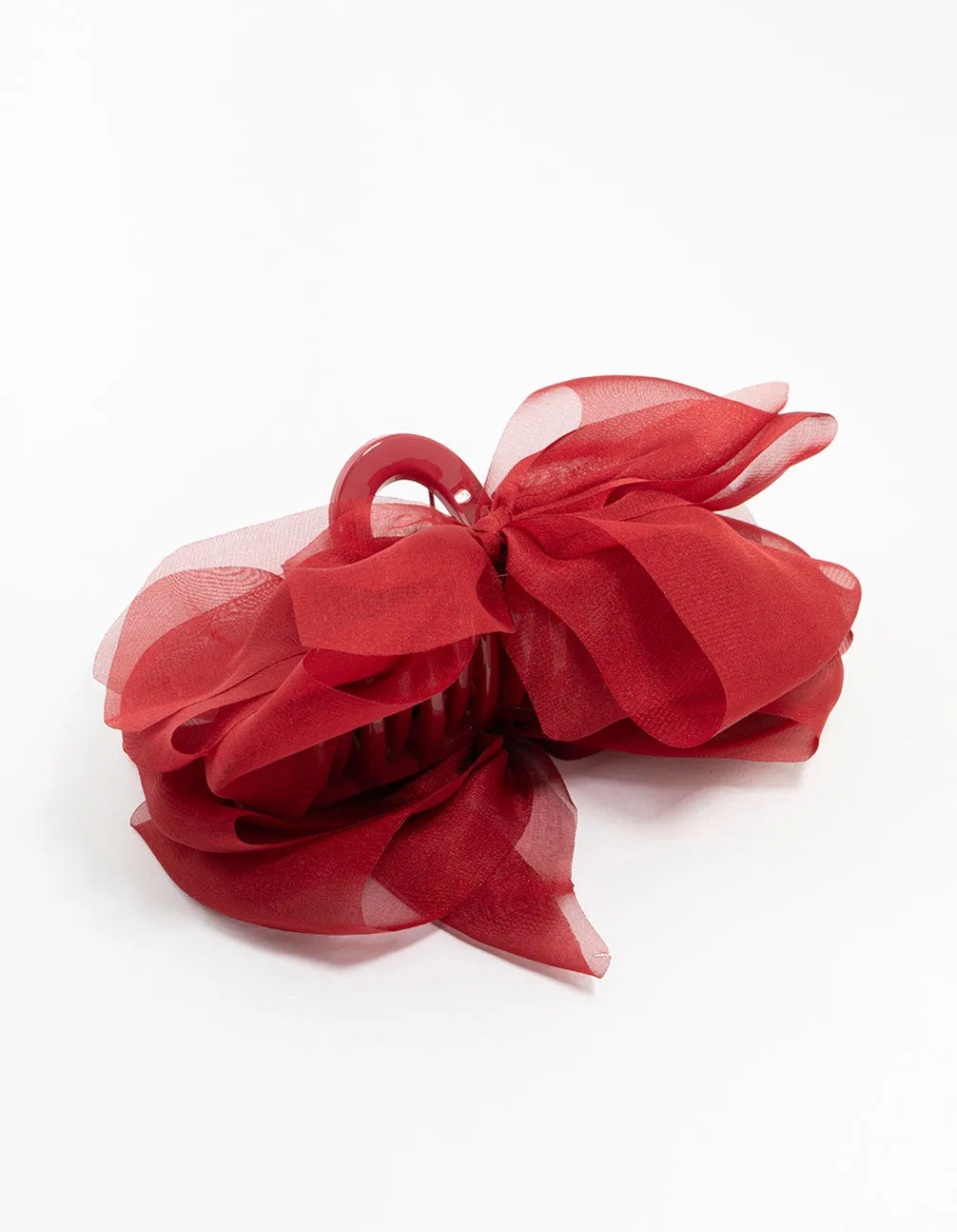 Red Fabric Bow Claw Clip sold by lovisa