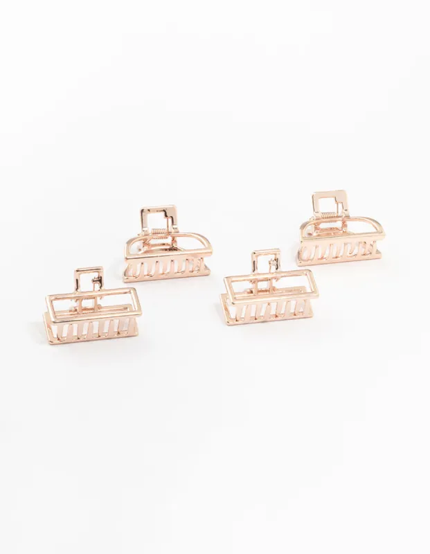 Rose Gold Mixed shape Mini Claw Clips 4-Pack sold by lovisa