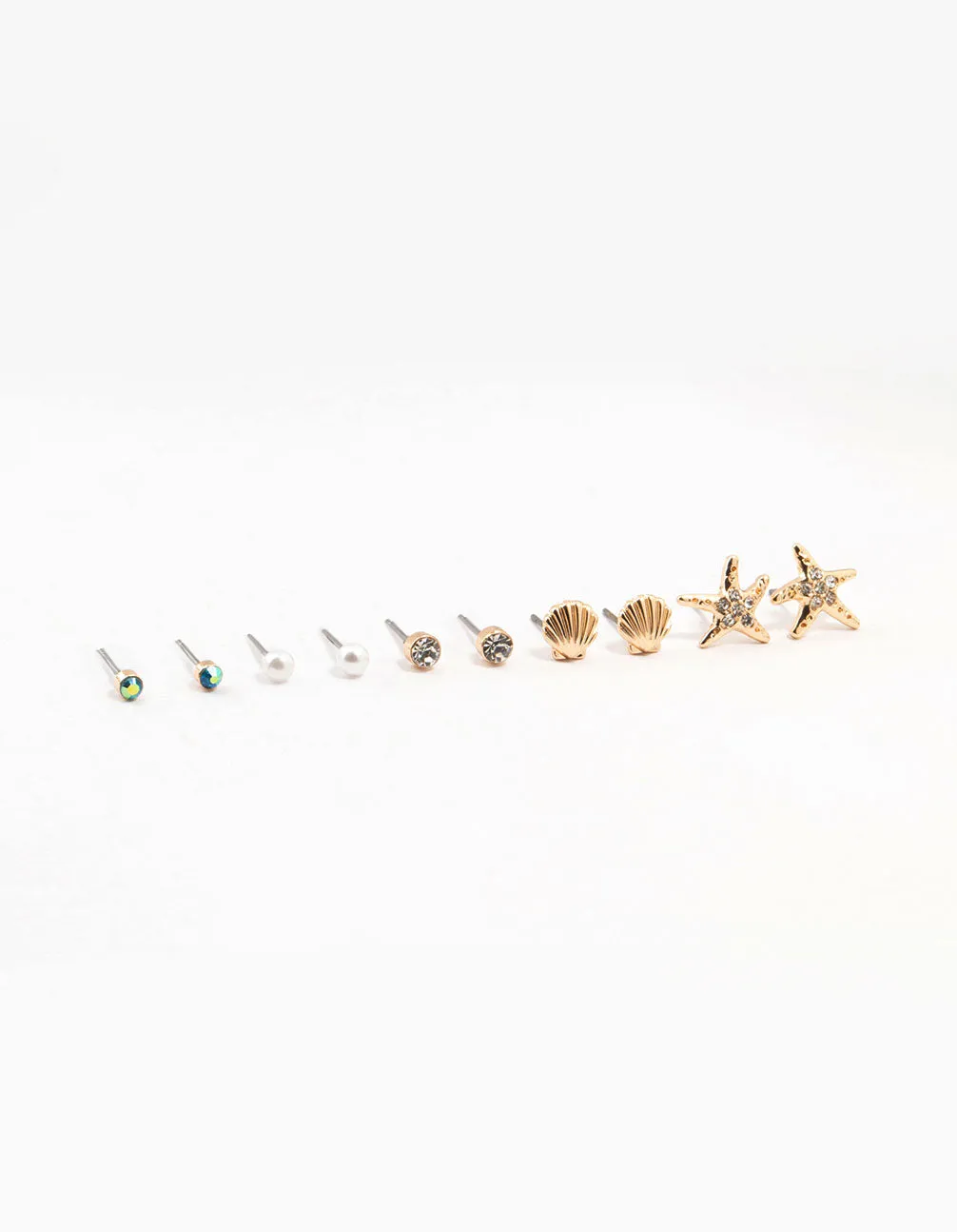 Gold Sea Stud Earrings 5-Pack sold by lovisa
