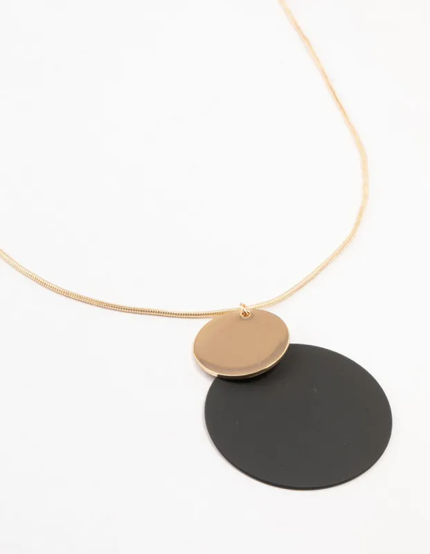Black & Gold Layered Disc Necklace sold by lovisa