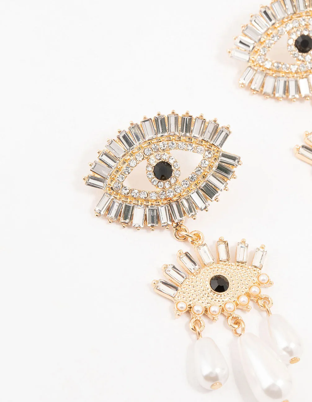 Gold & Black Pearl Evil Eye Drop Earrings sold by lovisa product image thumbnail 2