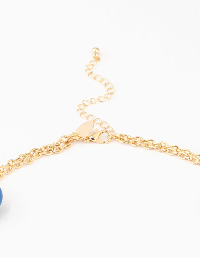 Gold & Blue Straw Beads Necklace sold by lovisa product image thumbnail 3