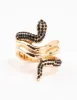 Black Diamante & Gold Stacked Snake Ring sold by lovisa