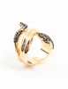 Black Diamante & Gold Stacked Snake Ring sold by lovisa