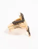 Black Diamante & Gold Stacked Snake Ring sold by lovisa