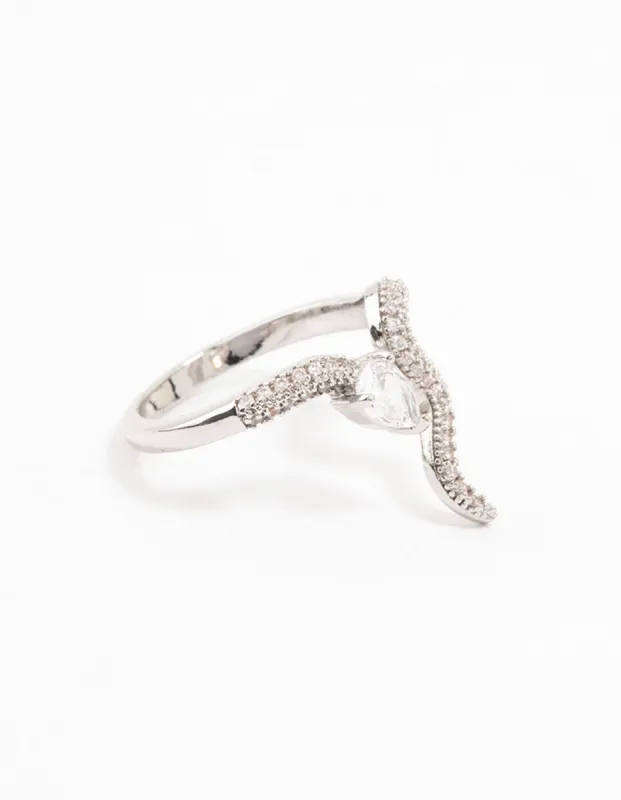 Silver Pave Cubic Zirconia Snake Ring sold by lovisa
