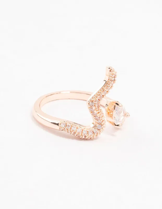 Rose Gold Pave Crystal Snake Ring sold by lovisa
