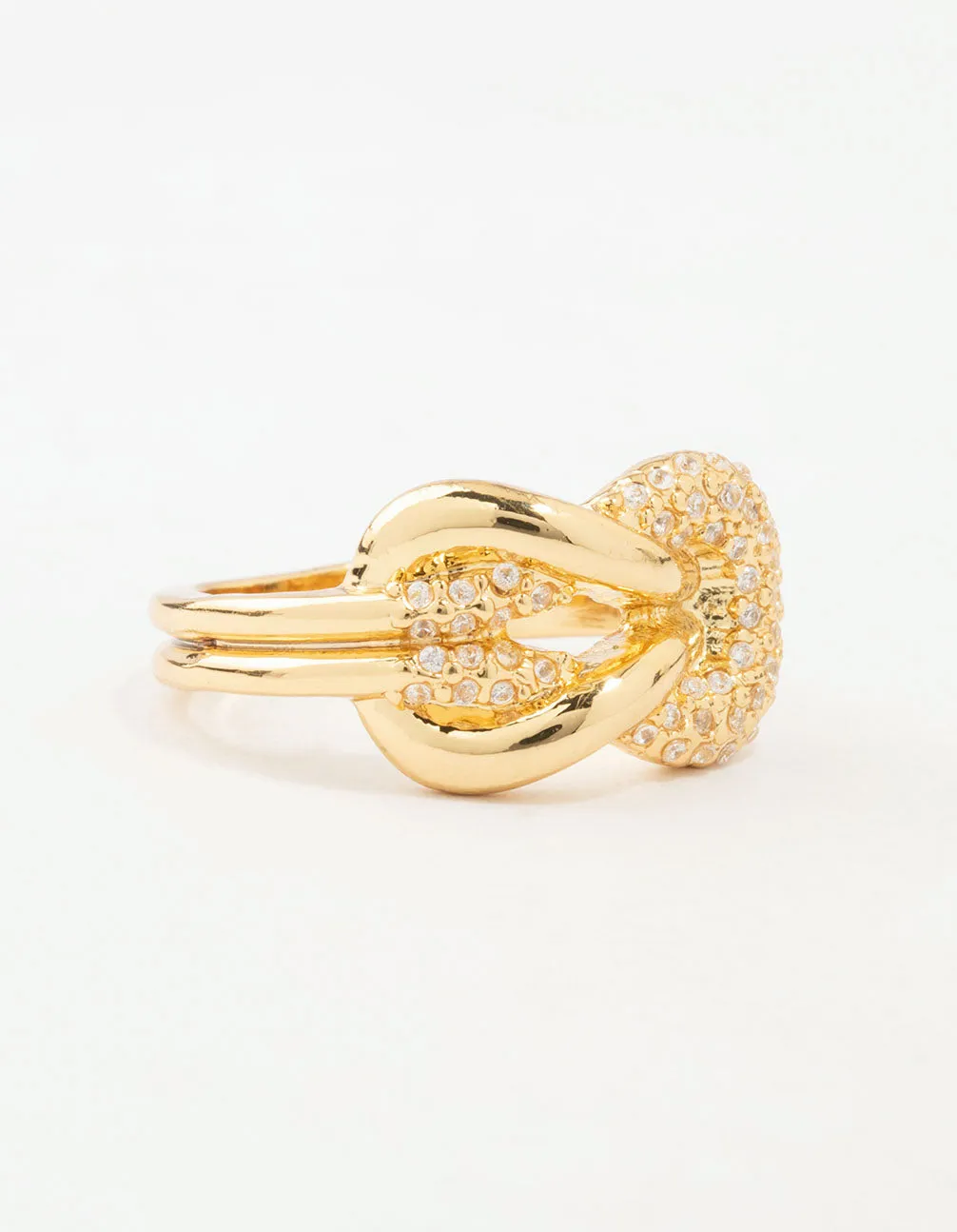 Gold Bold Diamante Knotted Ring sold by lovisa