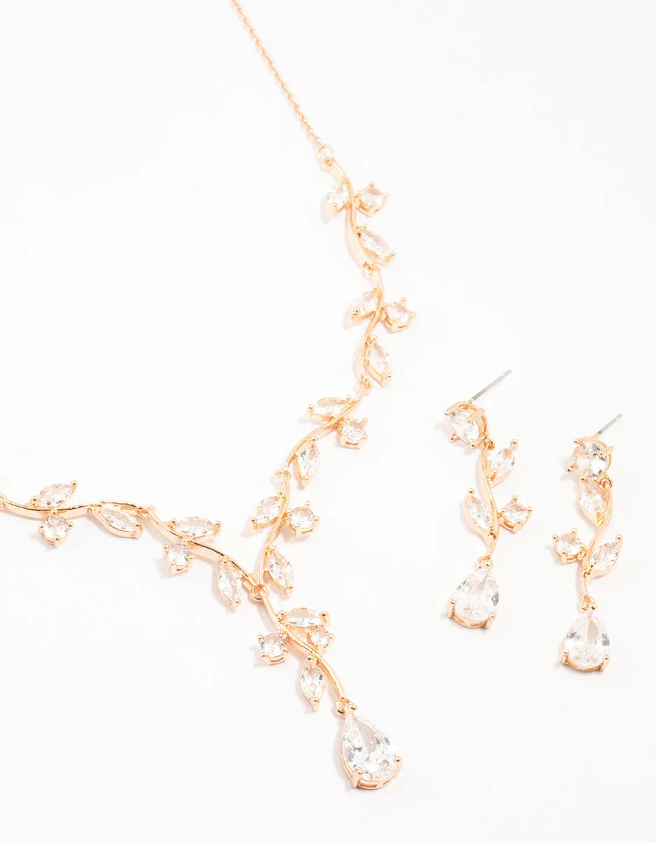 Gold Creeping Crystal Vine Necklace & Earrings Set sold by lovisa product image thumbnail 2