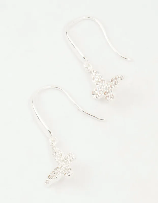 Sterling Silver Cubic Zirconia Butterfly Hook Earrings sold by lovisa
