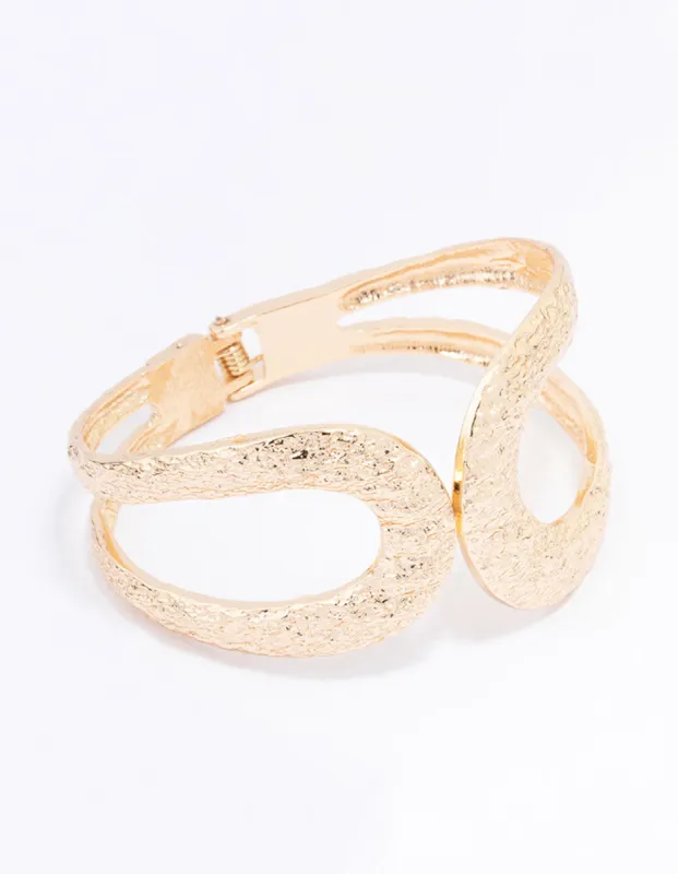 Gold Hammered Hinge  Bangle sold by lovisa