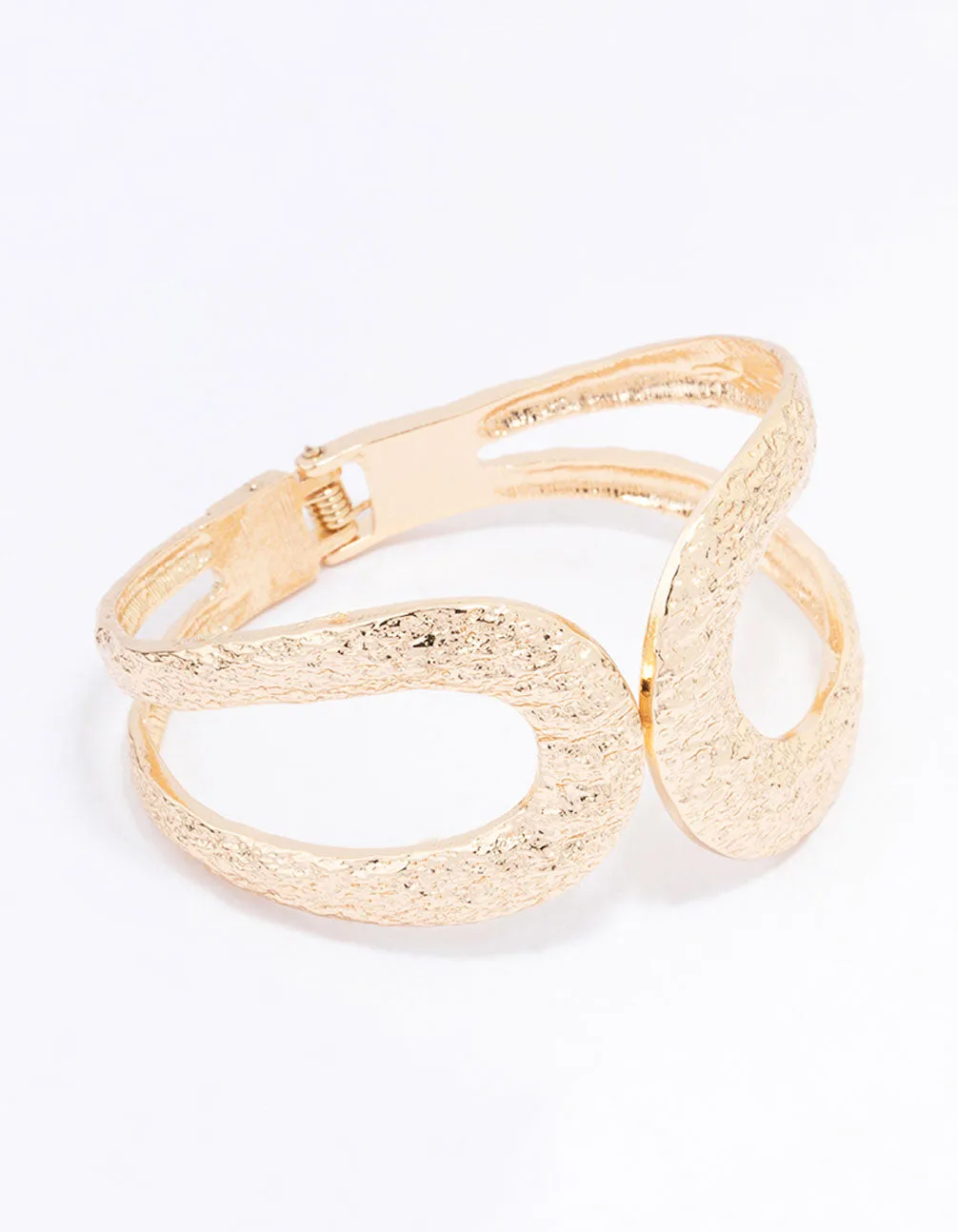 Gold Hammered Hinge Bangle sold by lovisa