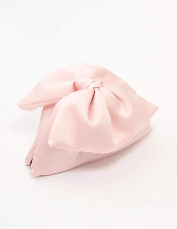 Large Pink Fabric Front Bow Claw Clip sold by lovisa