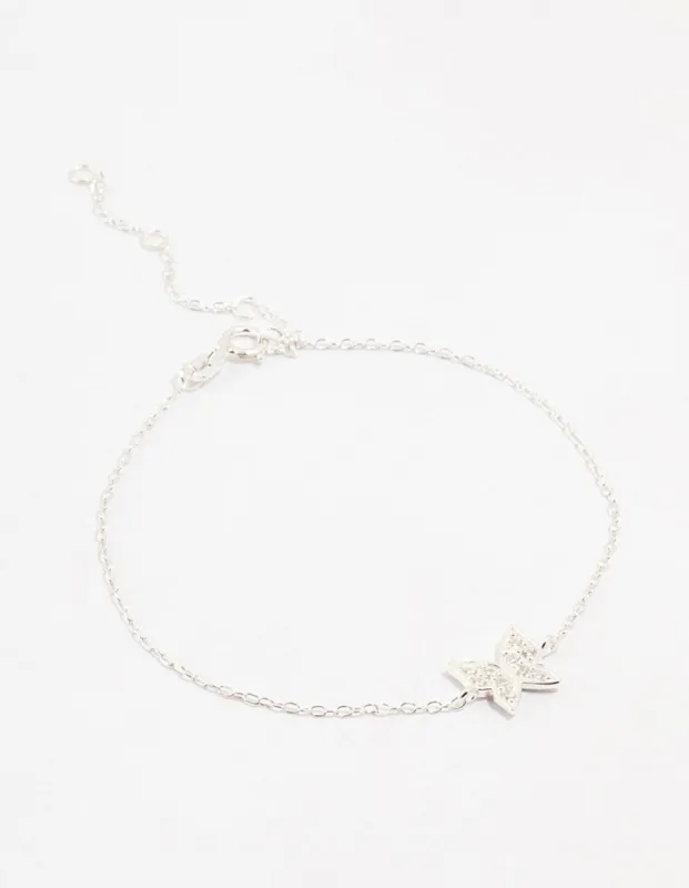 Sterling Silver Cubic Zirconia Butterfly Bracelet sold by lovisa