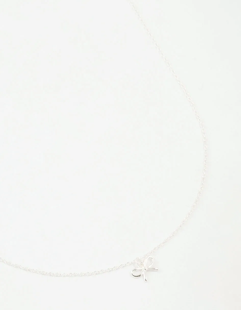 Sterling Silver Bow Necklace sold by lovisa