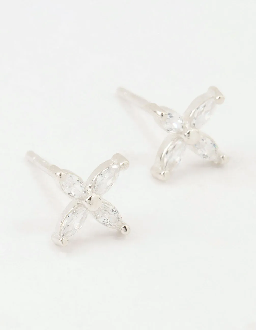 Sterling Silver Cubic Zirconia Mini Flower Stud Earrings sold by lovisa