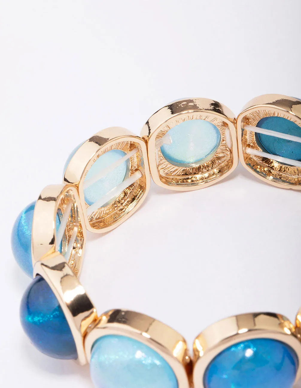 Gold Acrylic Blue Circle Stretch Bracelet sold by lovisa product image thumbnail 3