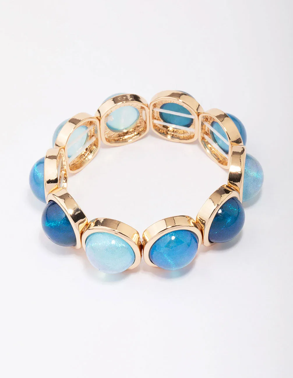 Gold Acrylic Blue Circle Stretch Bracelet sold by lovisa