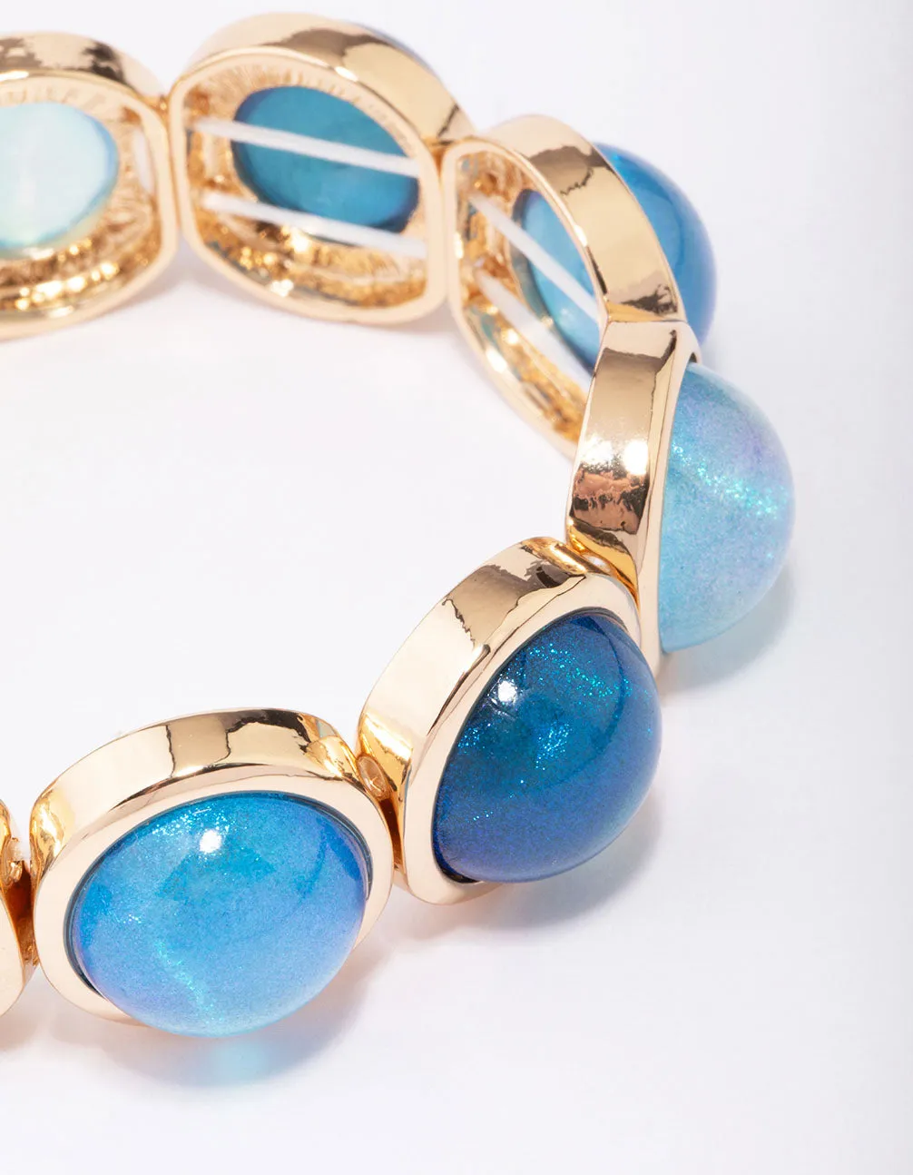 Gold Acrylic Blue Circle Stretch Bracelet sold by lovisa product image thumbnail 2