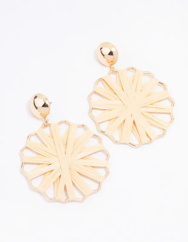 Gold Raffia Wrapped Drop Earrings sold by lovisa