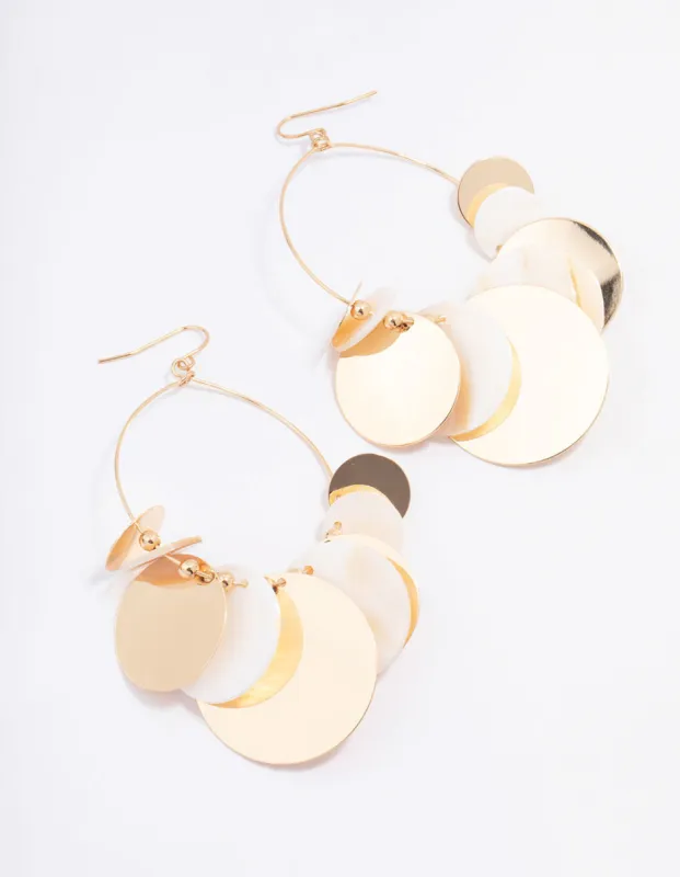 Gold Disc Drop Earrings sold by lovisa