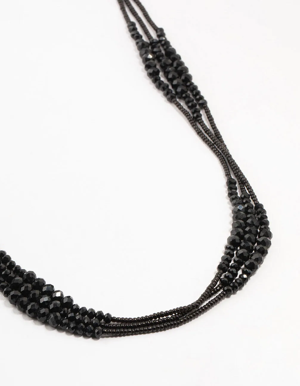 Black Beaded Faceted Layered Necklace sold by lovisa