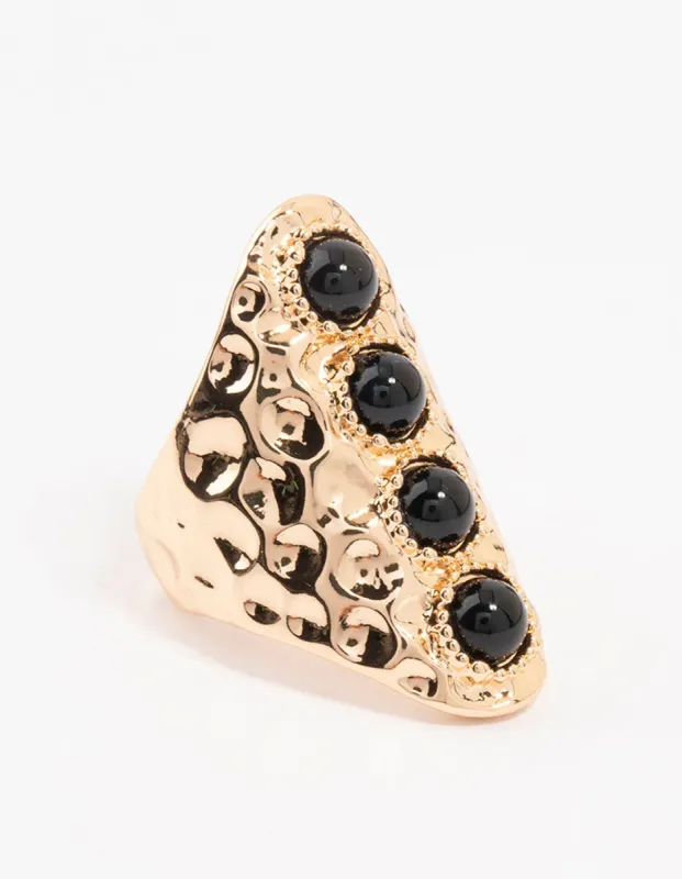Black & Gold Molten Linear Ring sold by lovisa