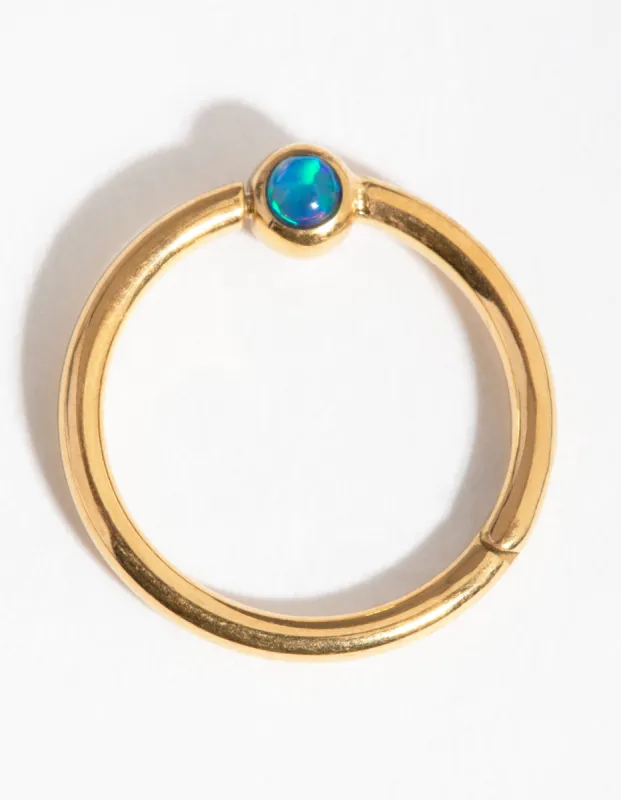 Titanium Gold  Faux Opal Belly Ring sold by lovisa