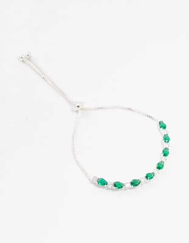 Silver Emerald Cubic Zirconia Toggle Bracelet sold by lovisa