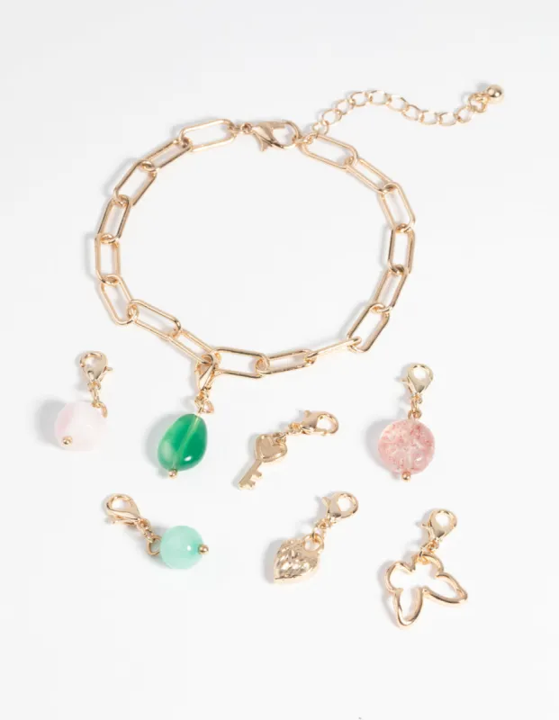 Gold Semi-Precious Charm Bracelet Set sold by lovisa