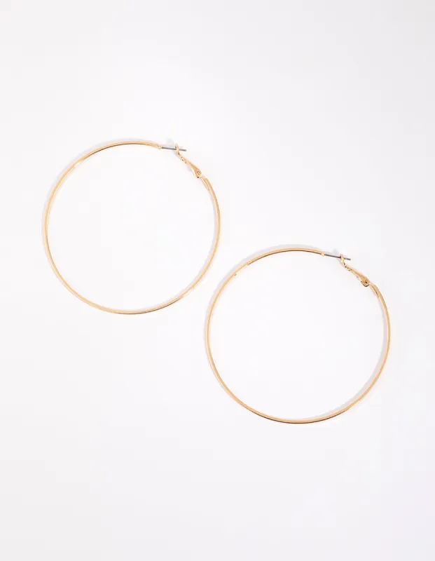 Gold Flat Edge Hoop Earrings sold by lovisa