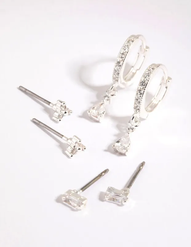 Silver Stack Pack Earrings with Cubic Zirconia sold by lovisa
