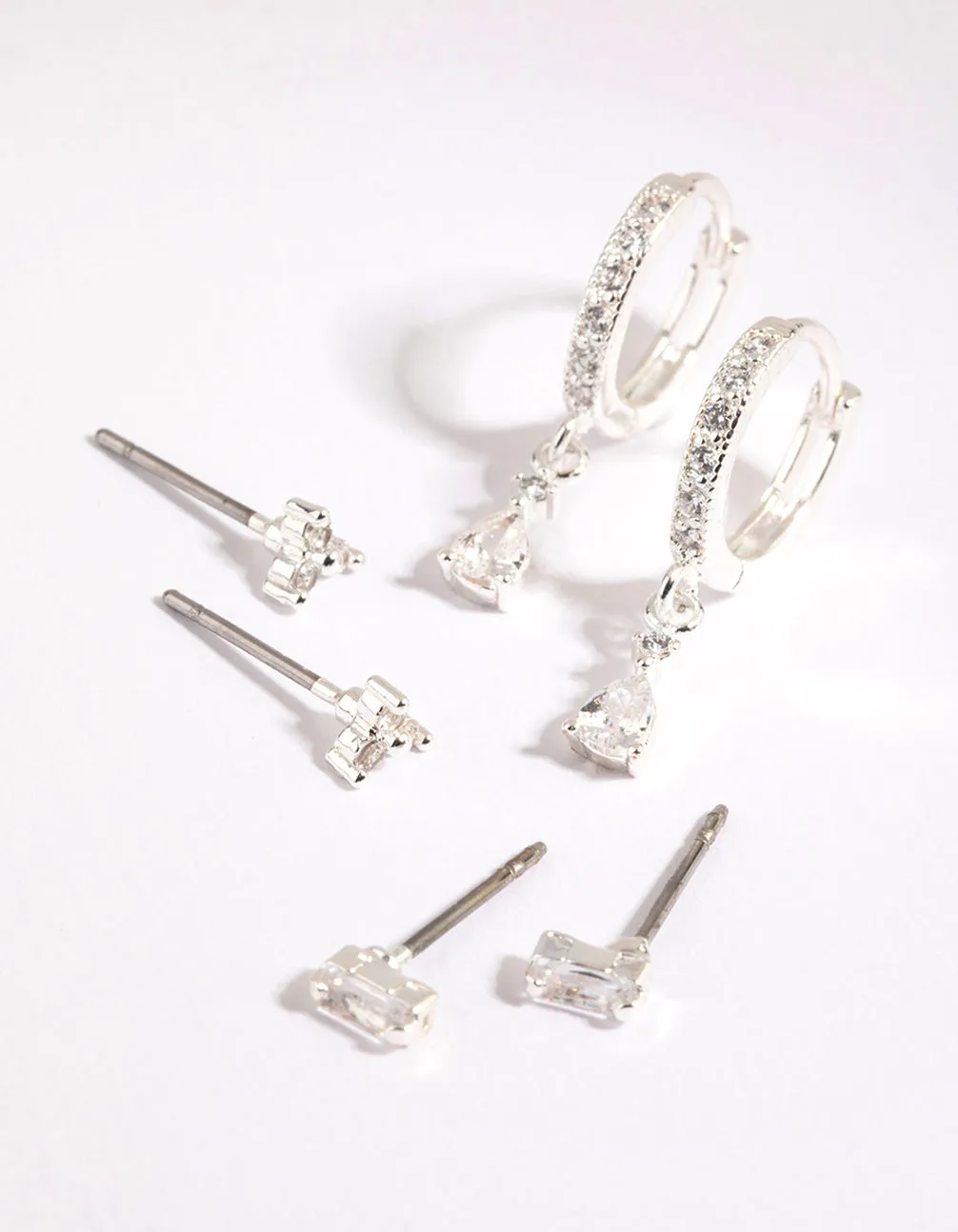 Silver Stack Pack Earrings with Cubic Zirconia sold by lovisa