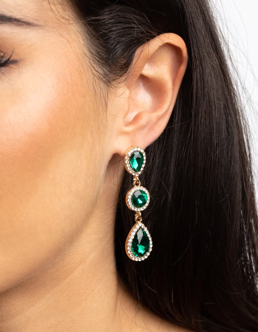 Green Diamante Circle & Teardrop Earrings sold by lovisa product image thumbnail 2
