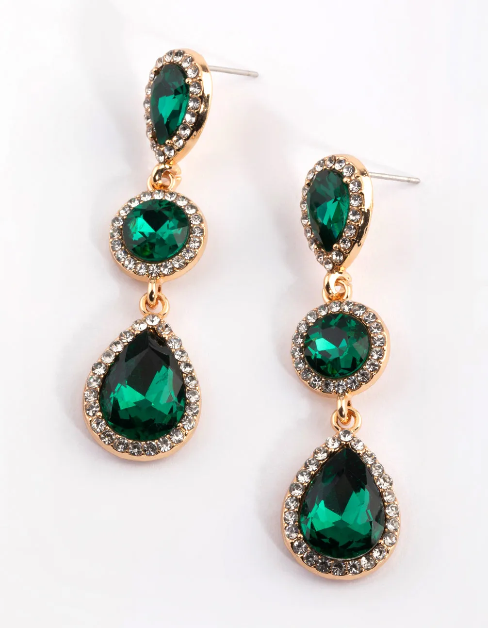 Green Diamante Circle & Teardrop Earrings sold by lovisa product image thumbnail 3