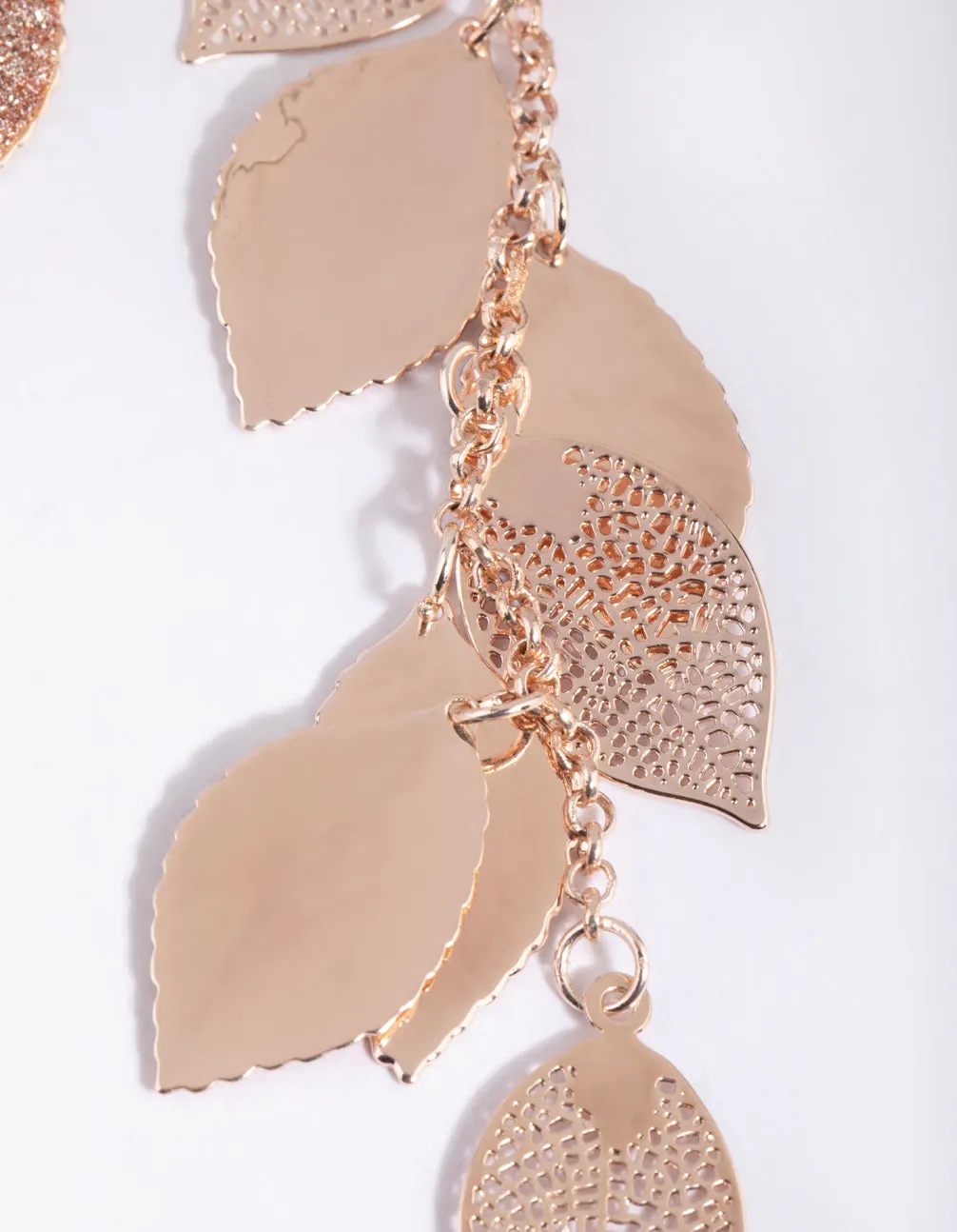 Rose Gold Glitter Leaf Cluster Earrings sold by lovisa product image thumbnail 3